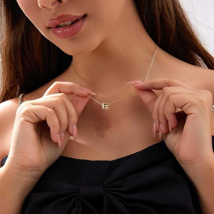 Zeffy Diamond Necklaces for Women, Dainty Gold Necklace 18k Gold Plated Layered Necklaces Simple Gold CZ Diamond Pendant Necklaces for Women Trendy Jewelry Gifts for Girls
