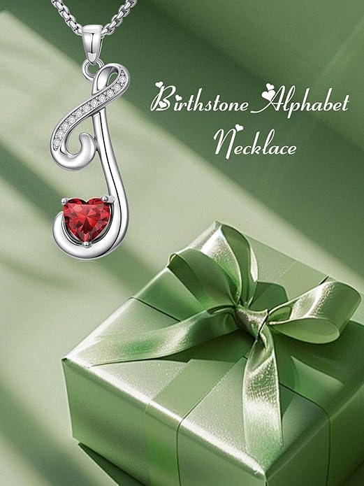 Christmas Gifts for Women Alphabet A to Z Initial Birthstone Pendant Necklaces for Women - 18k White Gold Plated Personalized Name Jewelry Valentine Mothers Day Birthday Gifts for Women Her Girlfriend