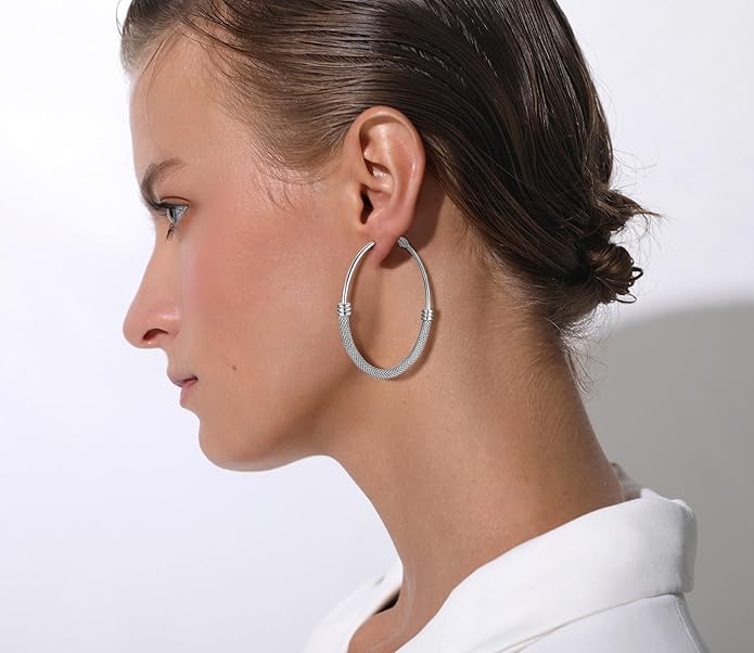 PROSTEEL 30/40/60/80/100mm Chunky Hoop Earrings For Women Gold Plated/Black Stainless Steel Hoops Earrings Statement Jewelry
