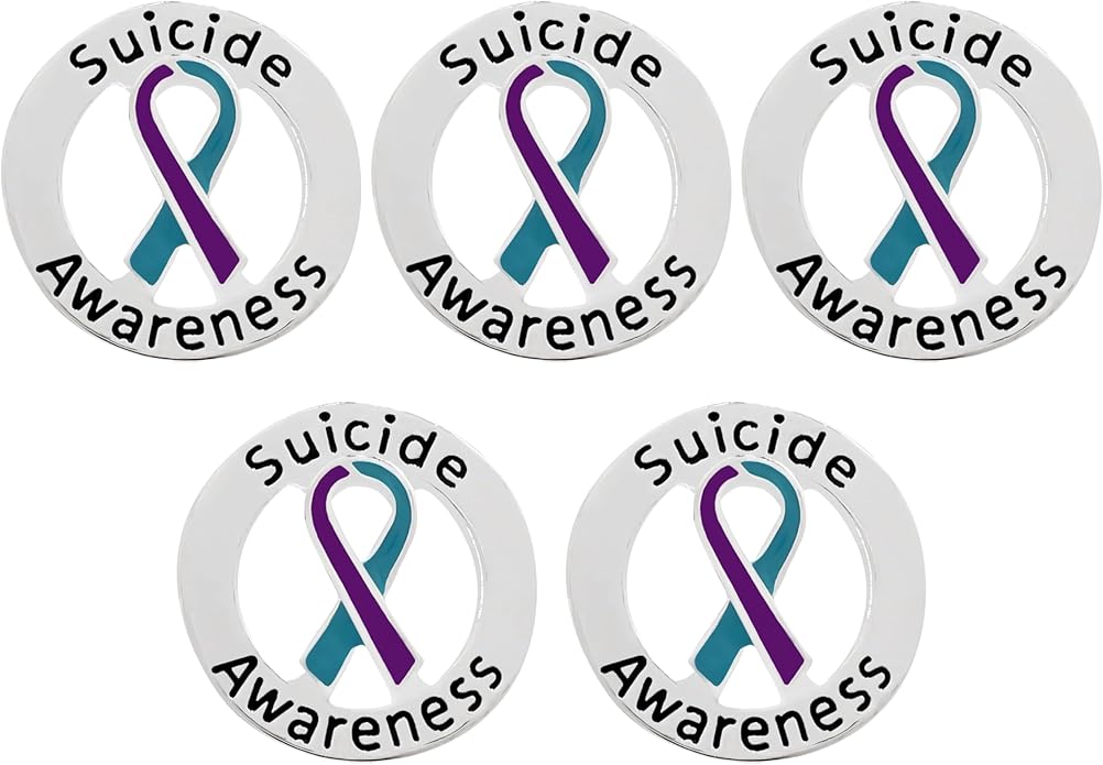 Suicide Awareness and Prevention Pin - Bulk Packs - Variety Pack of Teal & Purple Ribbon Pin Perfect for Support Groups, Gift-Giving and Fundraising