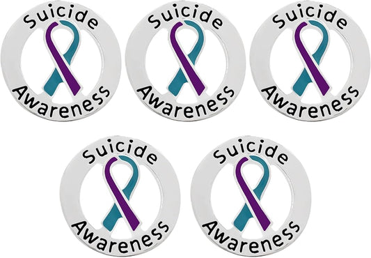Suicide Awareness and Prevention Pin - Bulk Packs - Variety Pack of Teal & Purple Ribbon Pin Perfect for Support Groups, Gift-Giving and Fundraising
