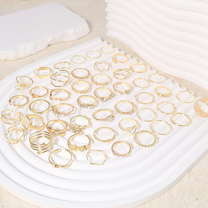 CHICUTIE Gold Knuckle Rings Set For Women Stackable Joint Finger Midi Rings Dainty Cubic Crystal Zirconia Simple Hollow Twist Cute Rings Pack Jewelry Gift