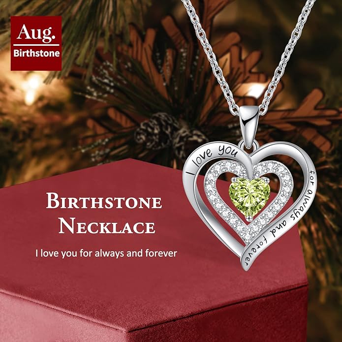 REDBEE Necklaces for Women Birthstone Heart Necklace Jewelry for Wife Girlfriend Woman Necklace