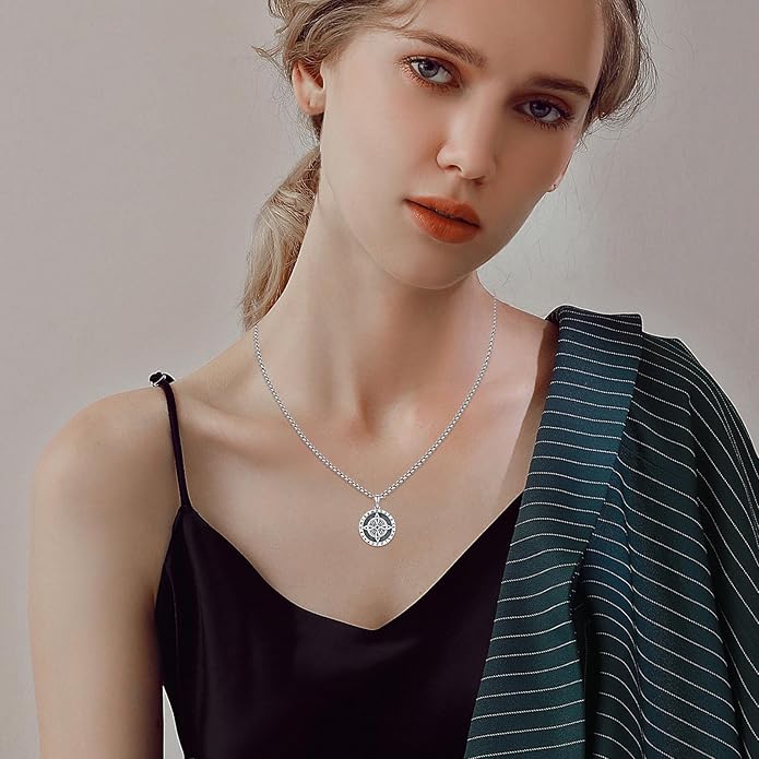 YueYuan Viking Necklace for Men 925 Sterling Silver Rune Amulet Pendant Nordic Necklace Viking Jewelry Gift for Father Husband Son