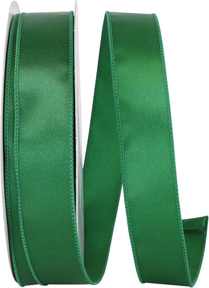 Reliant Ribbon 92575W-510-09K Satin Value Wired Edge Ribbon, 1-1/2 Inch X 50 Yards, Emerald Green