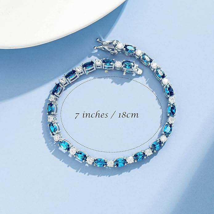 FANCIME Birthstone Bracelets Sterling Silver Tennis Bracelets Charm Fine Jewelry Birthday Gifts for Women 7"