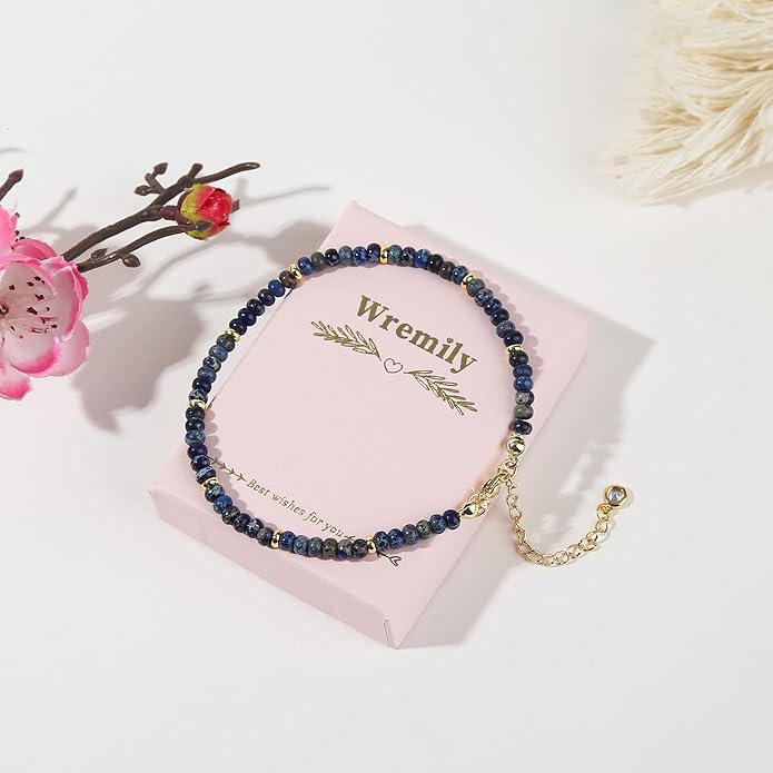 Natural Stone Beaded Anklets Bracelets for Women Handmade Beaded Anklet Bracelet Waterproof Boho Beads Ankle Bracelet Adjustable Summer Jewelry