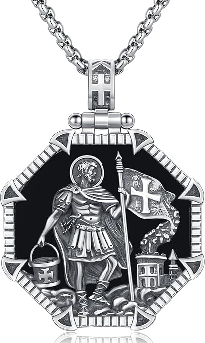 Taioiat Saint Necklace 925 Sterling Silver St Necklace Amulet Pendant Jewelry Religious Gift for Men Women