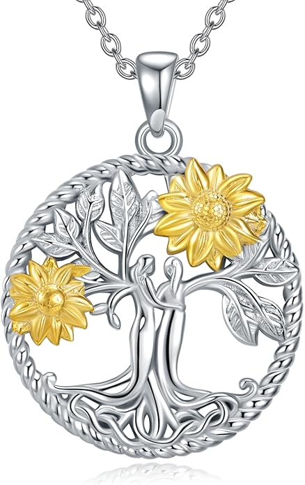 TIGER RIDER Tree of Life Necklace Sterling Silver Family Tree Pendant Jewelry for Mother Grandmother