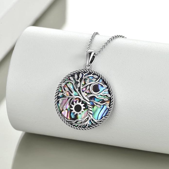 TIGER RIDER Tree of Life Necklace Sterling Silver Family Tree Pendant Jewelry for Mother Grandmother