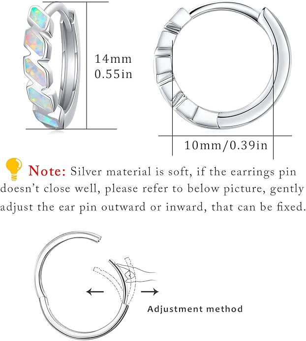 Small Hoop Earrings for Women 925 Sterling Silver Huggie Hoop Opal Earrings Hypoallergenic Earring Jewelry Gifts