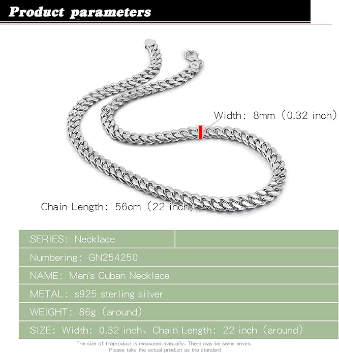 Dankadi Fashion 925 Sterling Silver Solid Miami Cuban Link Chain Necklace 8MM & 12MM- Curb Cuban Thick Big Link Choker For Men 20 "22" 24 "26" 28" Fine Jewelry
