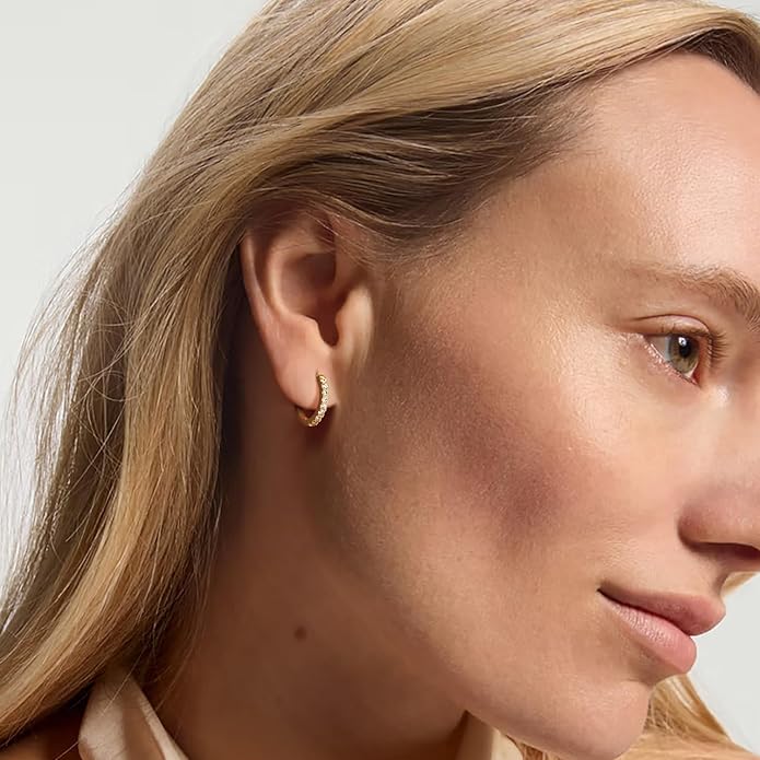 14K Gold Plated Earrings for Women 14K Gold Plated Hoop Earrings for Women Cubic Zirconia Shining Gold Plated Hoops Earring for Womens Hoop Lightweight Hoops Earring for Womens 12/14/16/20/25/30mm