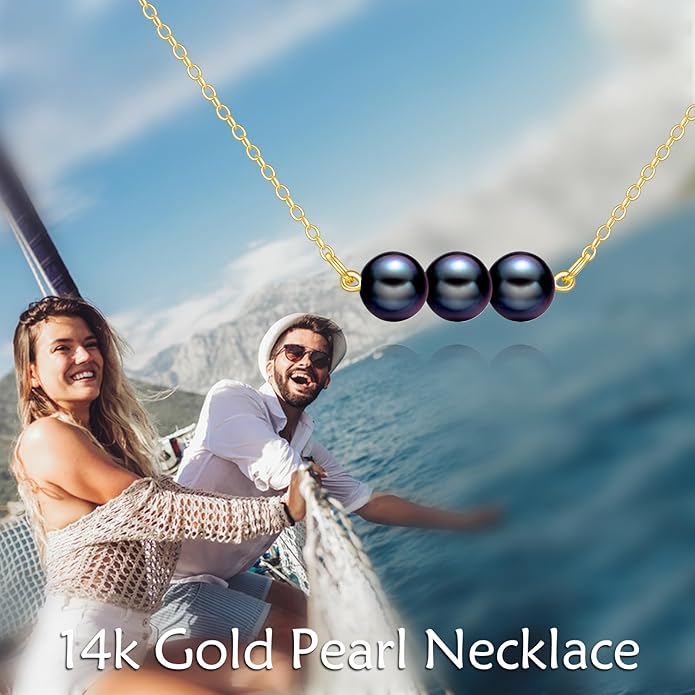 KECHO 14K Real Gold Freshwater Cultured Pearl Pendant Necklace 14K Solid Gold Jewelry Anniversary Birthday Gifts for Women