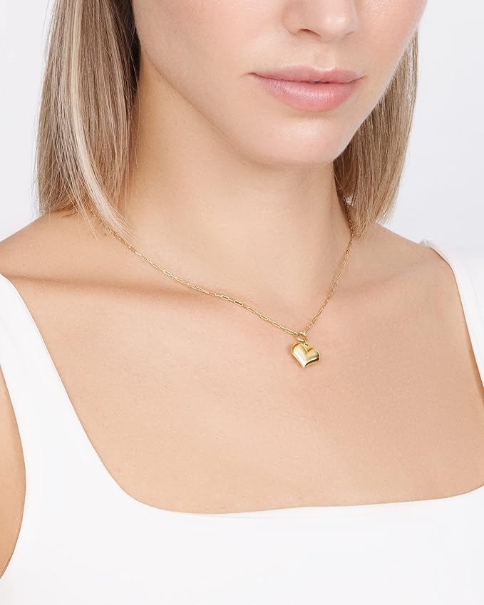 Jewelry Atelier Gold Filled Pendant Necklace Collection - 14K Yellow Gold Filled Pendant Necklace with Solid Clip Chain for Women (Different Sizes and Styles with Extension/Adjustable Chain)