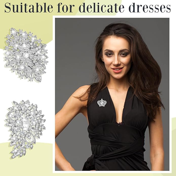 Ecally 4 Pcs Brooches and Pins for Women Crystal Pearl Brooch for Wedding Christmas Teacher Appreciation Gift