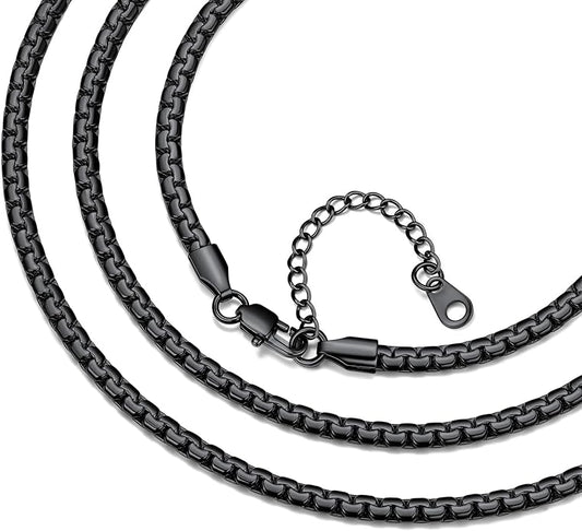 Bestyle 18K Gold Plated/Silver/Black Chain for Men, Hypoallergenic 2/4/6/8mm Stainless Steel Flat Link Chain Necklace for Men & Women Hip Hop Jewelry, 14-30"