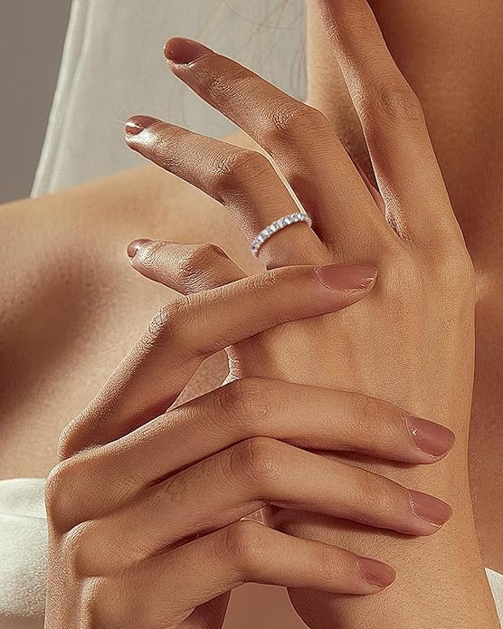 CAIDIKA Created Ruby/Sapphire/Emerald Stackable Rings for Women 14K Gold Plated/ 925 Sterling Silver 2.2mm Wedding Band Ring (with Gift Box)