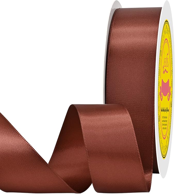 LEEQE Double Face Rust Satin Ribbon 7/8 inch X 25 Yards Polyester Rust Ribbon for Gift Wrapping Very Suitable for Weddings Party Hair Bow Invitation Decorations and More