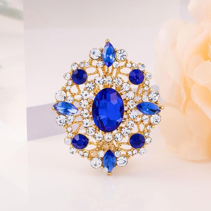 LAXPICOL Vintage Clear Austrian Crystal Brooch Pin for Women Elegant Wedding Bridal Brooches Broach Pin 1.69"*1.39"