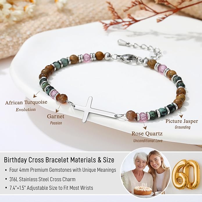TONY & SANDY Christian Cross Bracelet for Women, Stocking Stuffers for Women, Confirmation Baptism Easter Gifts, Unique Gift for Friends Daughter Mom Sister in Christ on Birthday Christmas