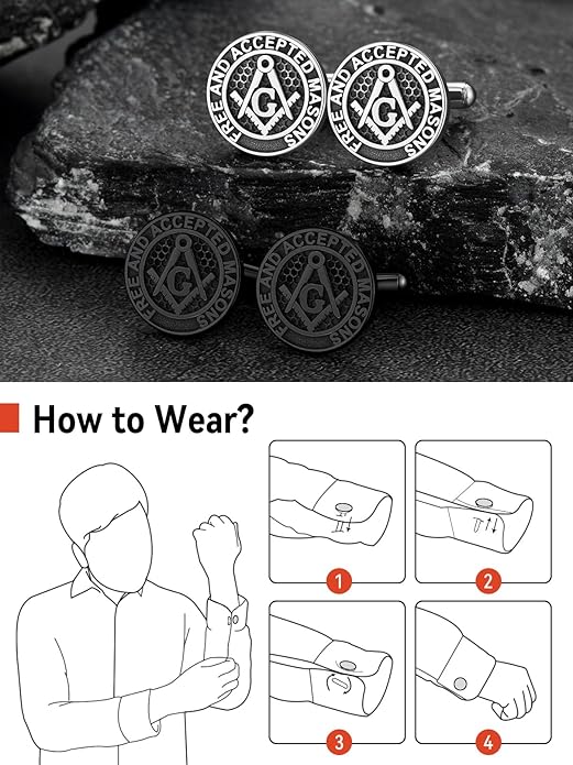 FaithHeart Mens Cufflinks, Norse Viking Tuxedo Shirt Cuff Links, Stainless Steel Cuff Links and Shirt Studs, Gift Box