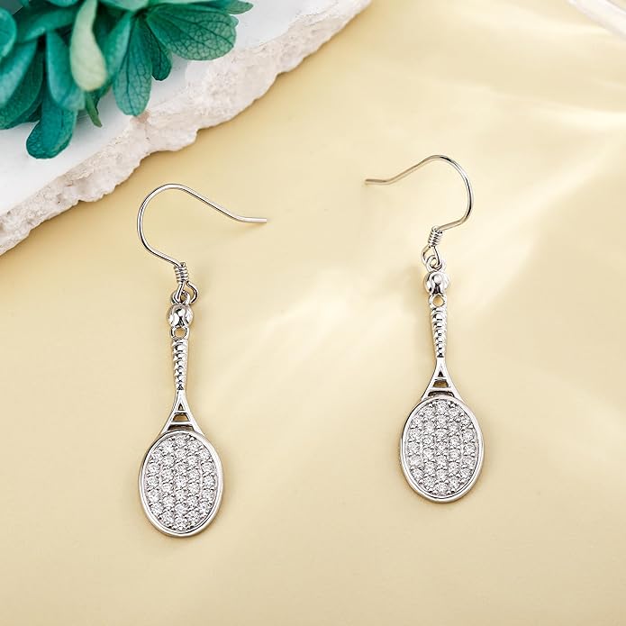 Pickleball/Tennis/Soccer/Volleyball/Golf/Hockey/Basketball Earrings for Women 925 Sterling Sliver Sports Ball Earrings Pickle Ball Dangle Earrings Pickleball Jewelry Gifts for Women Lover