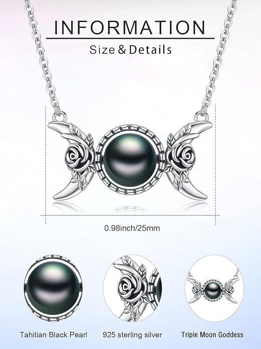 KANNSOAR Tahitian Black Pearl 18K White Gold Plated Sterling Silver Pendant Necklace for Wedding Birthday Anniversary Valentines Day Christmas Pearl Jewelry Gift for Women Wife Mom Lover Girlfriend