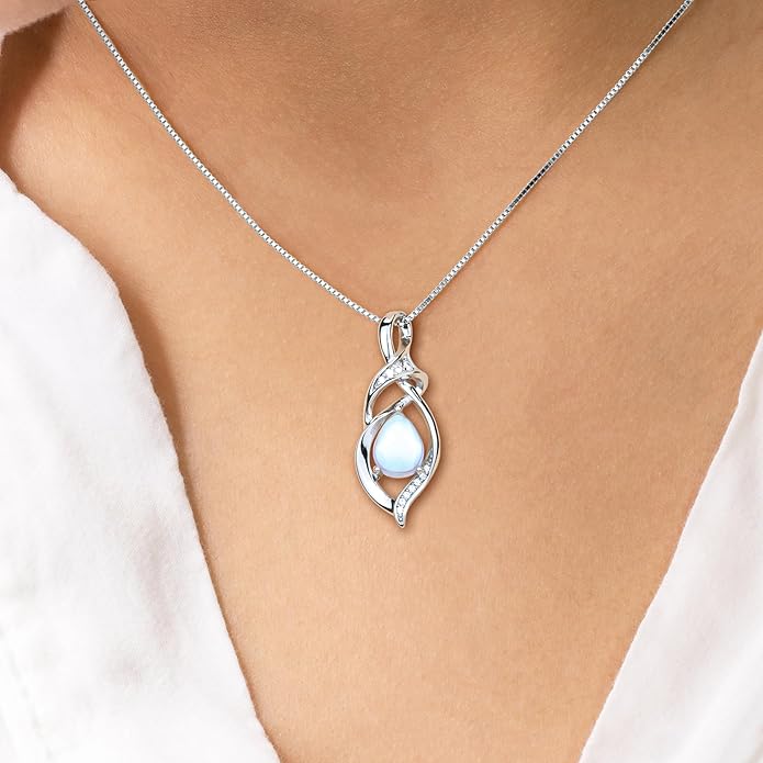 Birthstone Necklace for Women 925 Sterling Silver Necklace Birthday Gifts for Women Mom Wife 18"+2" Inch