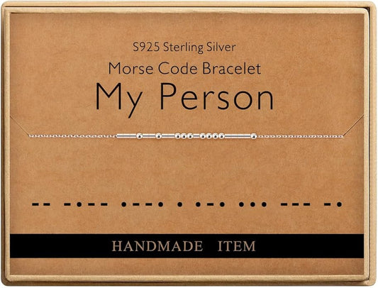 Monily Inspirational Gifts for Women Morse Code Bracelets for Women Funny Bracelet for Friend Funny Gift for Women Sterling Silver Bracelet for Women