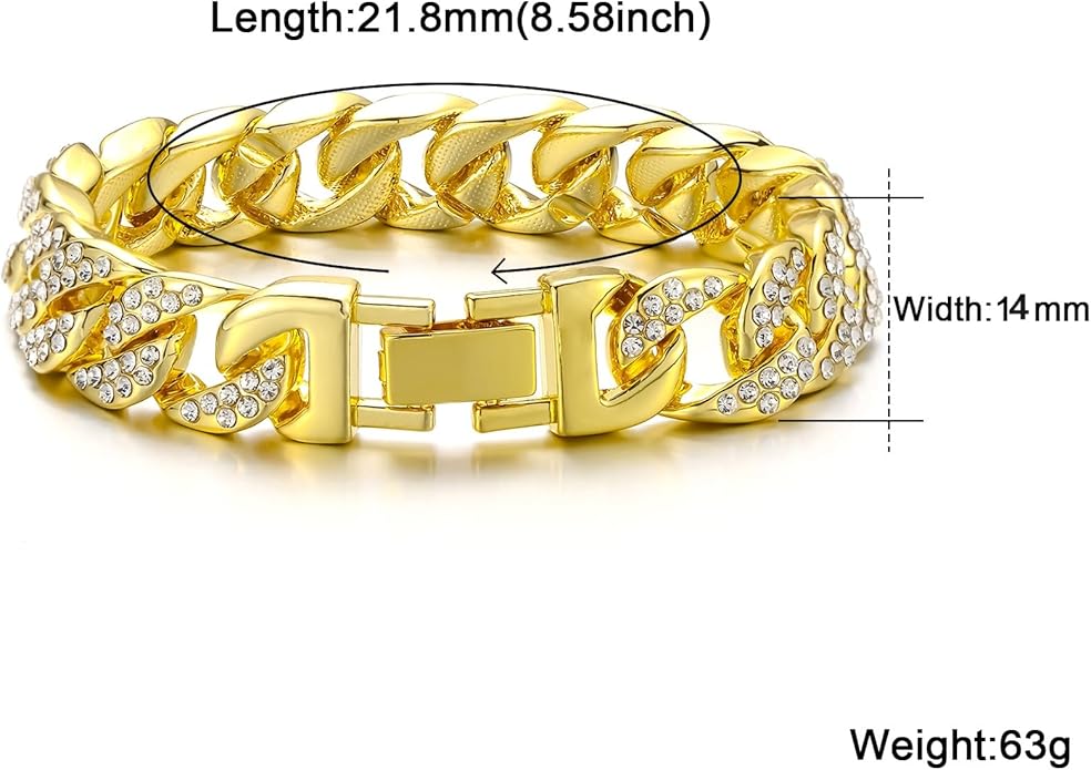 Saintda Cuban Link Chain and Bracelet Set for Men Women Iced Out Diamond Gift for Boys Hip Hop Rapper Jewelry