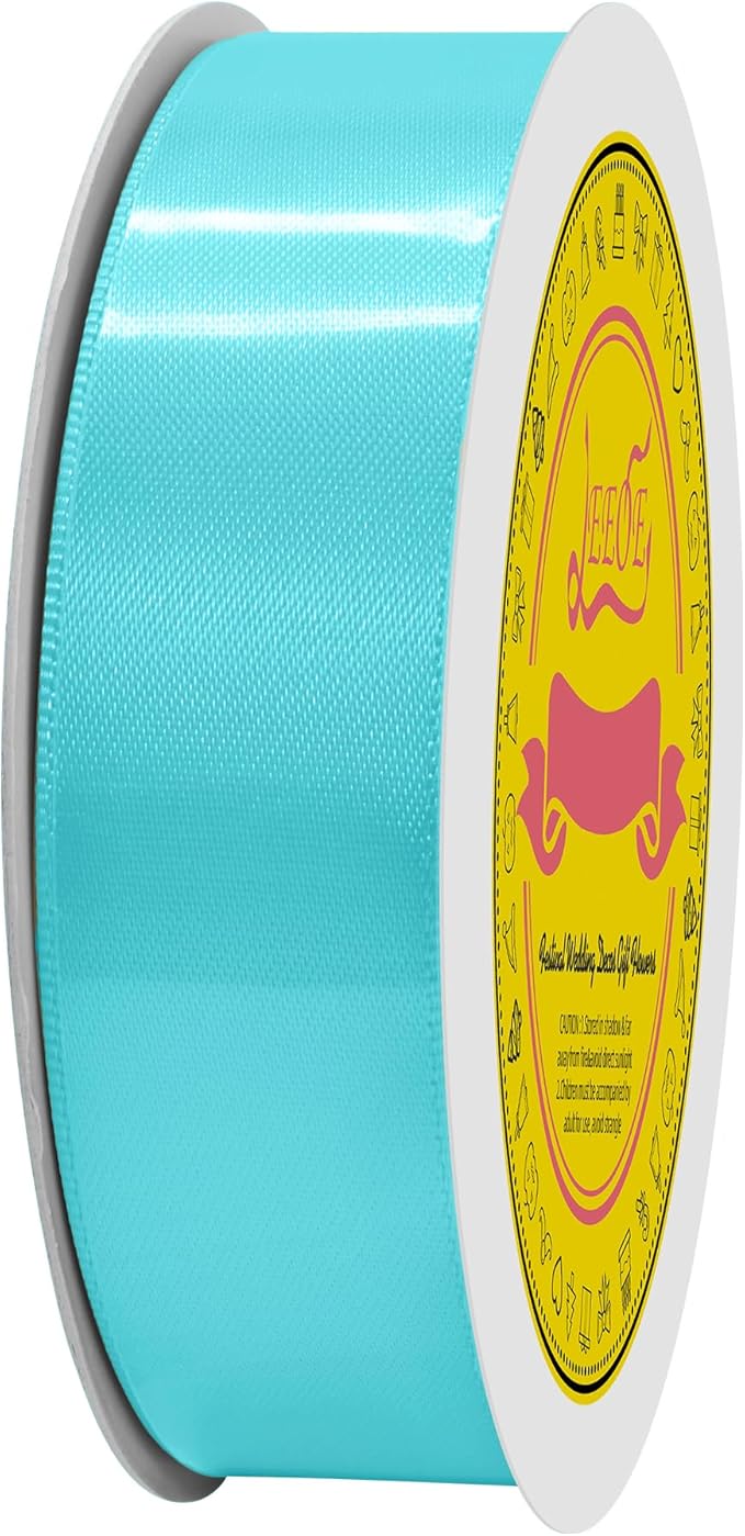 LEEQE Double Face Turquoise Satin Ribbon 7/8 inch X 25 Yards for Gift Wrapping Very Suitable for Weddings Party Hair Bow Invitation Decorations and More