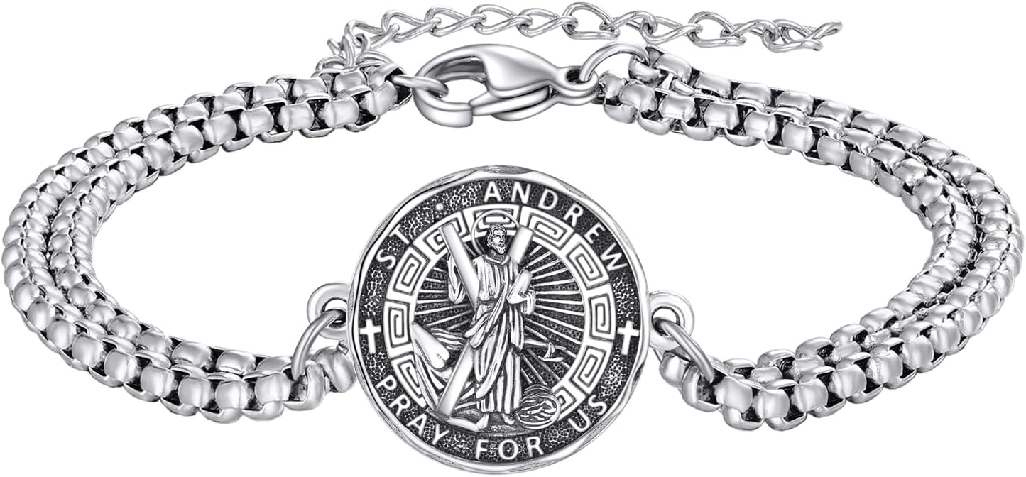 YFN Patron Saint Bracelet Sterling Silver Religious Protector Bracelet Jewelry Gift for Women Men