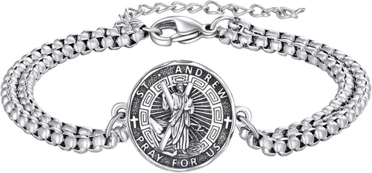 YFN Patron Saint Bracelet Sterling Silver Religious Protector Bracelet Jewelry Gift for Women Men