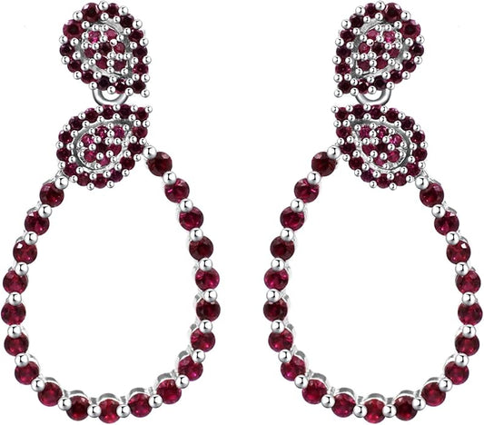 Moissanite Hoop Earrings for Women, S925 Sterling Silver, 18K White Gold Plated, D Color VVS1