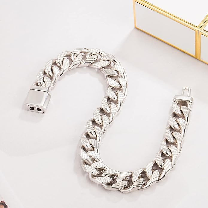 H&Beautimer Fashion 925 Sterling Silver Classic Cuban Chain Bracelet 10mm-7 "8" 9 "10" Curb Cuban Bracelet Solid Thick Large Link Bracelet For Men Jewelry Gift