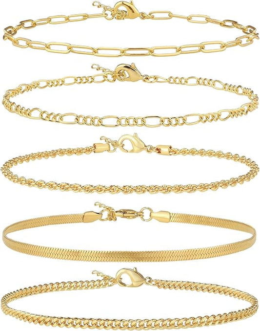 Gold/Silver Plated Anklet Bracelets for Women Waterproof Plus Size Cuban Link Chain Ankle Bracelet for Large Ankle 9-12inch