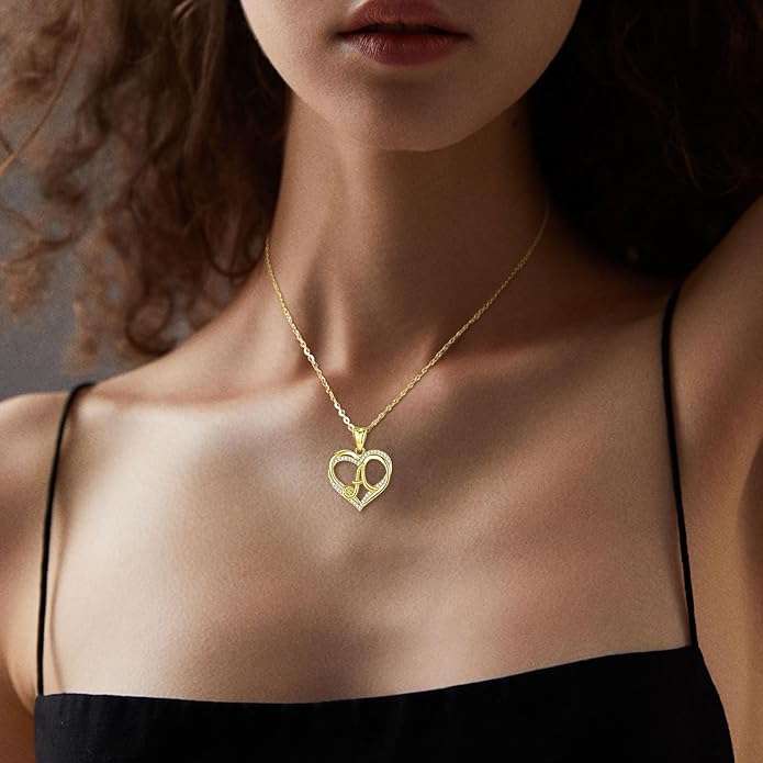 INFUSEU Unique Initial Necklaces for Women Girls Small Heart Letter Jewelry, Meaningful Personalized Gifts