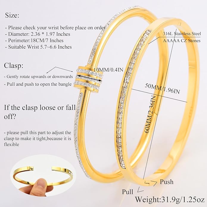 Silver Bangles for Women - Stainless Steel Love & Friendship Bracelet Set with Gift Box | Daily Wear & Party Jewelry