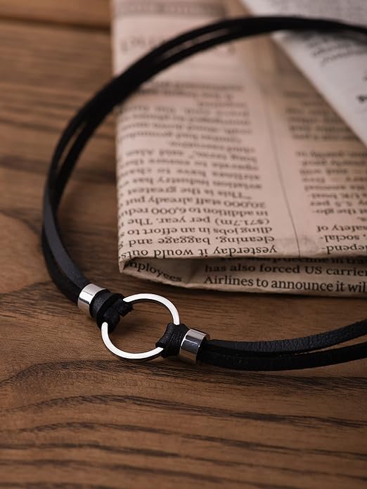 Sacina Goth Hippie O Ring Choker, Black Faux Leather Choker, Halloween Christmas New Year Jewelry Gift For Women