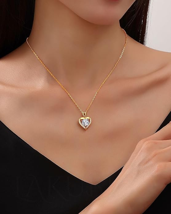 Moissanite Heart Necklace for Women,1-2 Carat Moissanite Pendant Necklace Engraved with 'I LOVE YOU,Birthday Gifts for Women,Mom, Girlfriend, Jewelry Gifts for Christmas Valentine's Day
