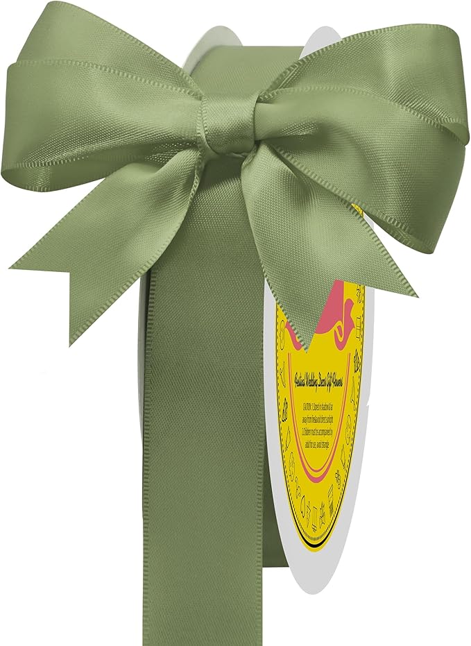 LEEQE Spring Moss Double Face Satin Ribbon 1 inch X 50 Yards Spool Bright Colors Very Suitable for Weddings Gift Package Wrapping Dancer Wand Sewing Party Hair Bow Invitation Decorations and More