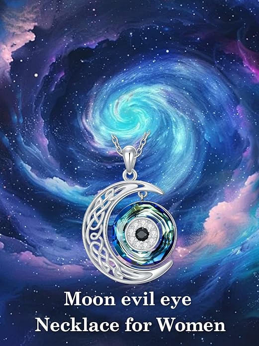 WINNICACA Sterling Silver Evil Eye Necklace Protection Crystal Pendant for Women Good Luck Vintage Evil Eye Pendant Jewelry Birthday Gifts for Women Friend Female
