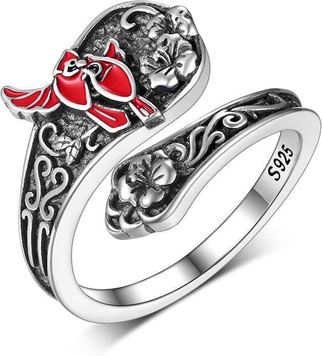 Spoon Rings for Women 925 Sterling Silver Mushroom/Phoenix/Snake/Cardinal/Octopus/Tree of Life/Sunflower/Highland Cow/Dragonfly/Dragon/Horse/Sea Turtle/Frog Rings