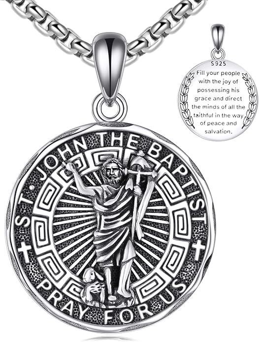 YFN Patron Saint Necklace Sterling Silver Amulet Medal Pendant Religious Protector Jewelry Gifts for Women Men