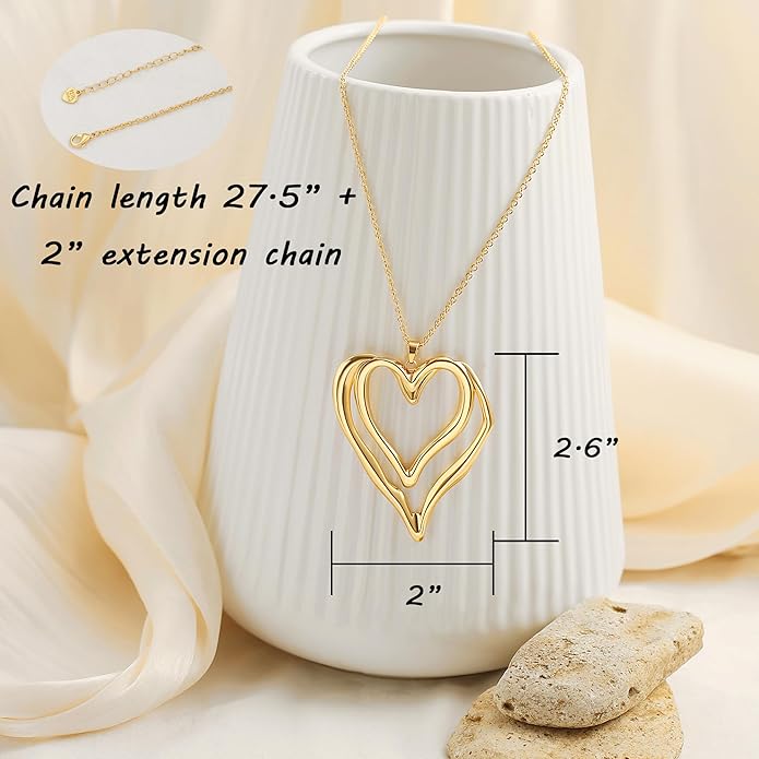 CANEVINKA 18K Gold Plated Pendant Long Chain Necklace Sweater Necklace Fashion Jewelry for Women