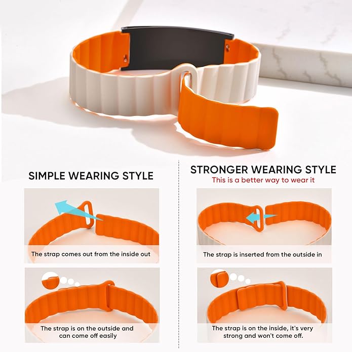 Comfortable Medical ID Bracelet for Men & Women - Custom Engraved Silicone Strap Comfort Fit Medical Alert Bracelets for Sports,Adjustable Waterproof Customizable Wristband for Diabetic