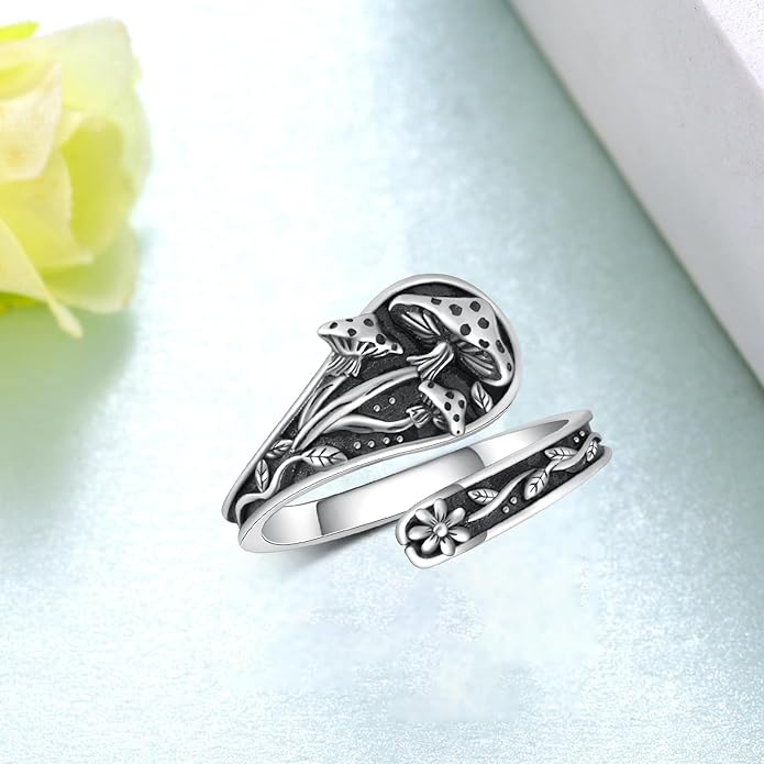 Spoon Rings for Women 925 Sterling Silver Mushroom/Phoenix/Snake/Cardinal/Octopus/Tree of Life/Sunflower/Highland Cow/Dragonfly/Dragon/Horse/Sea Turtle/Frog Rings