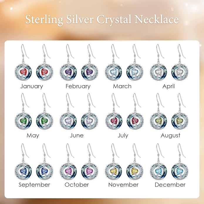 TOUPOP Birthstone Earrings for Women 925 Sterling Silver Moon and Star Dangle Earrings with Blue Crystal BirthdayJewelry Christmas Gifts for Women