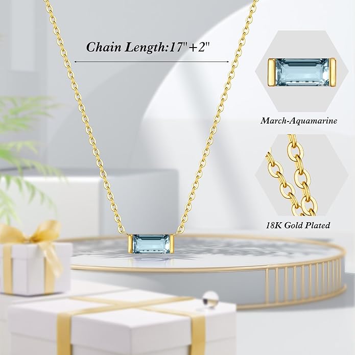 JSJOY Gold Birthstone Necklace for Women Dainty Birthstone Pendant Necklace for Teens Birthday Gifts Jewelry for Mothers Wife Grandma Graduation Gifts for Teenagers